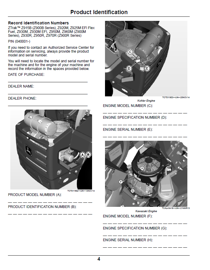 OMUC15068 – John Deere ZTrak Z900 Series Gas Zero Turn Operator Manual Guide