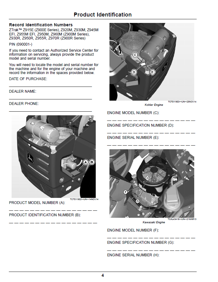 OMUC22307E Operator Manual for John Deere Z900 ZTrak Pro Series Gas Mowers