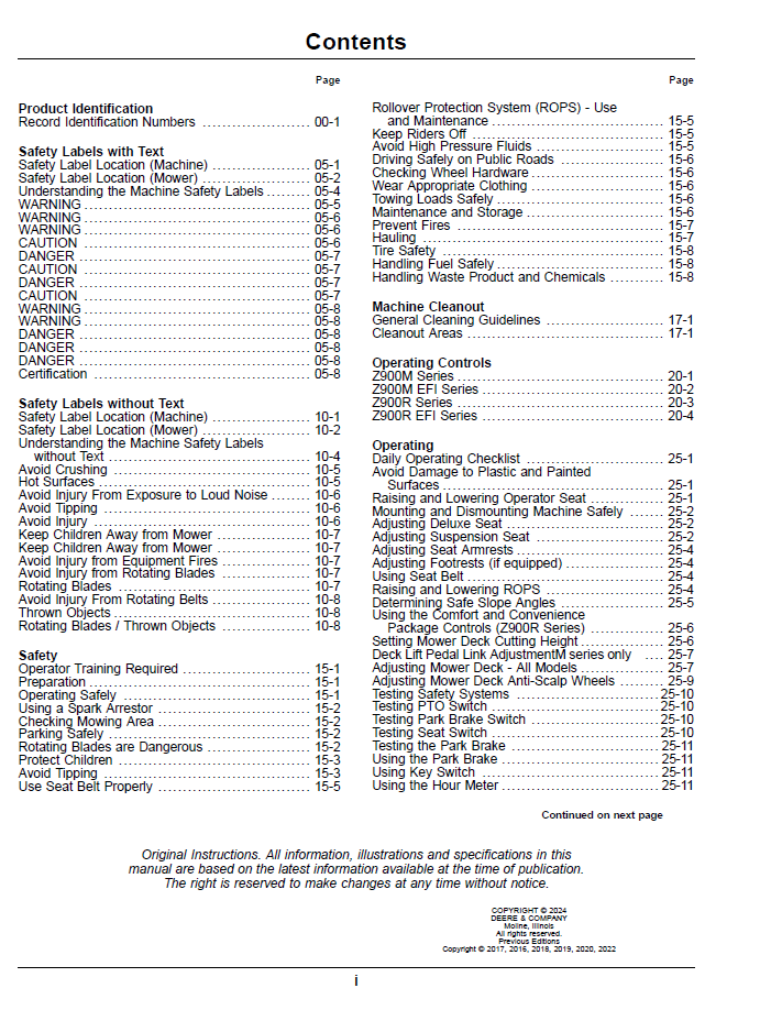 OMUC37498E ZTrak Pro Series Gas Mower Manual for Z920M–Z985R Models
