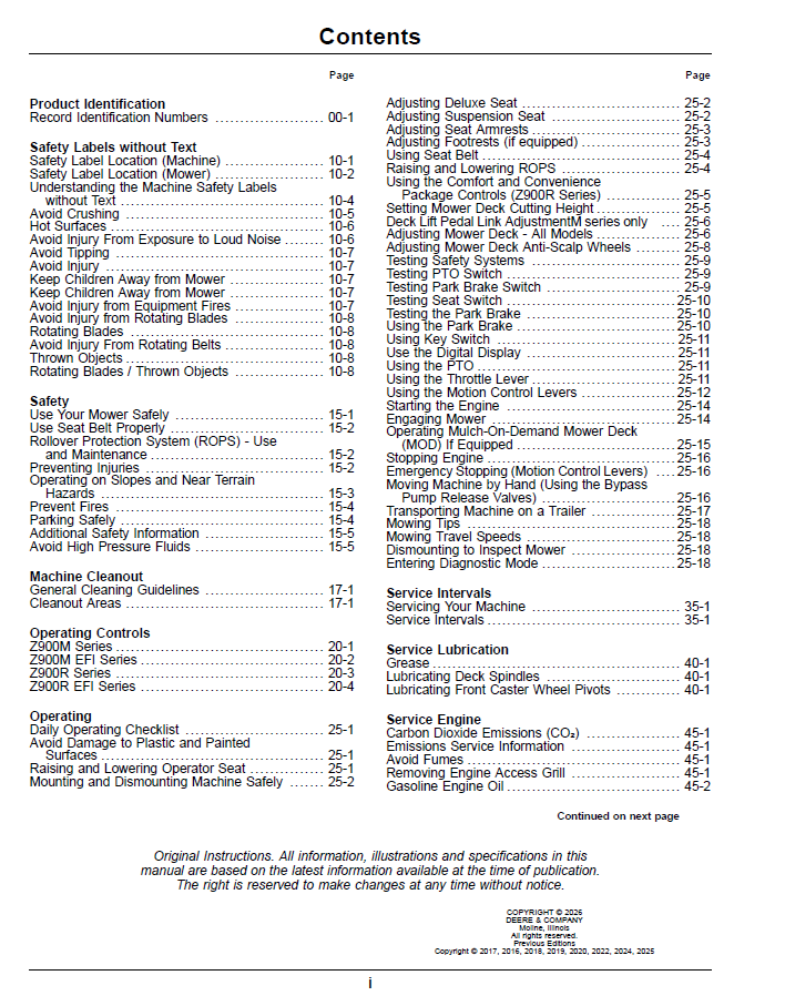 OMUC46549 Operator Manual – John Deere ZTrak Pro Series Gas Mowers