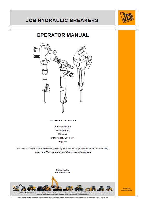 Official JCB Hydraulic Breaker Operator Manual PDF Download