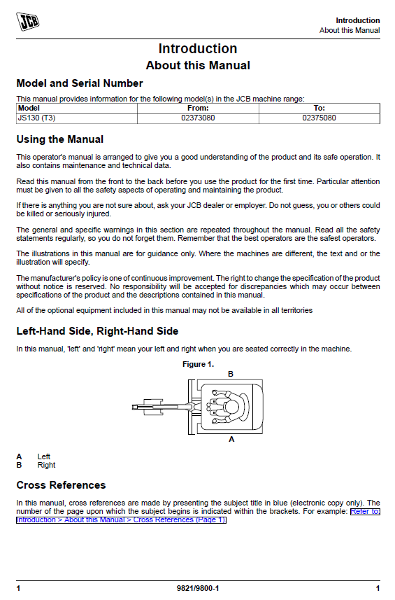 Official JCB JS130 T3 User Guide and Manual PDF
