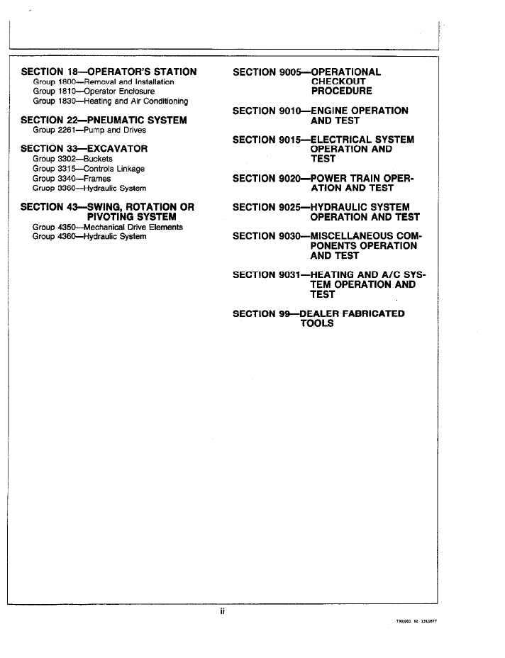 Official John Deere TM1320 Technical Service Manual for 790 & 792 Excavators