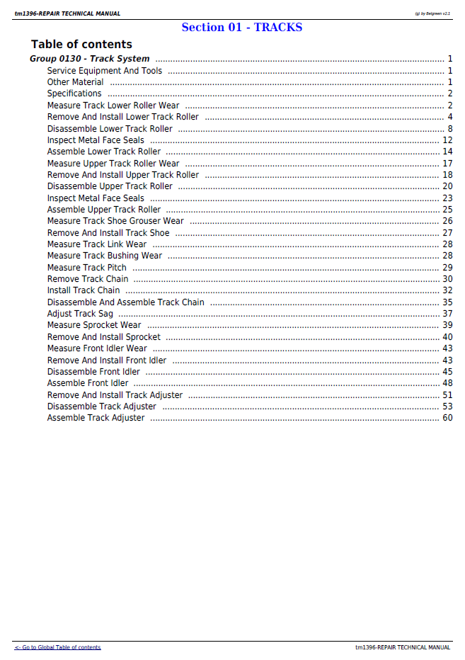 Official John Deere TM1396 Repair Service Manual for 790D & 892D-LC Excavators