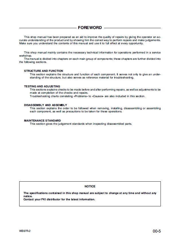 Official Komatsu WB97R-2 Backhoe Loader Workshop Service Repair Manual PDF