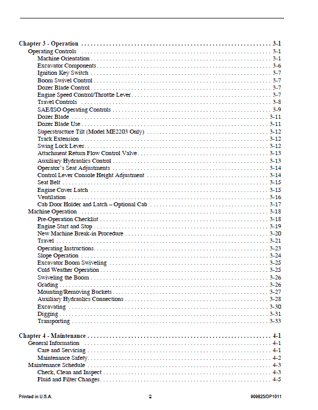 Official Mustang ME1503 ME1903 ME2203 Compact Excavator Manual PDF 909825