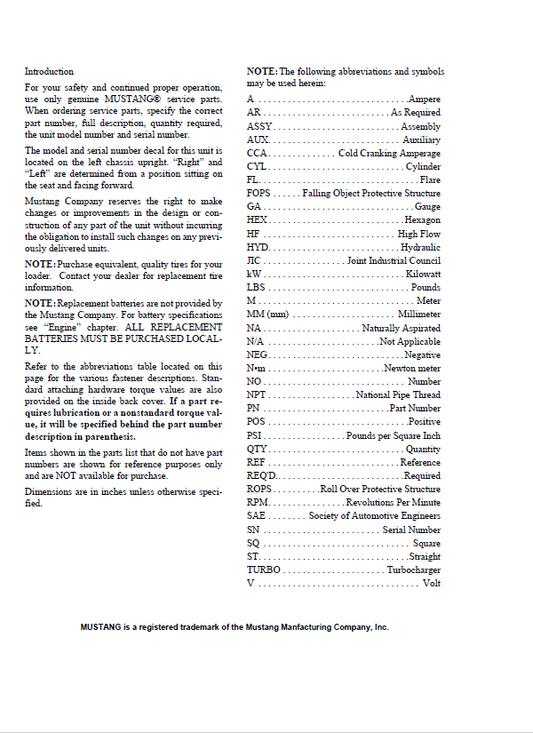Official Mustang ME7503ZT Excavator Workshop & Repair Manual