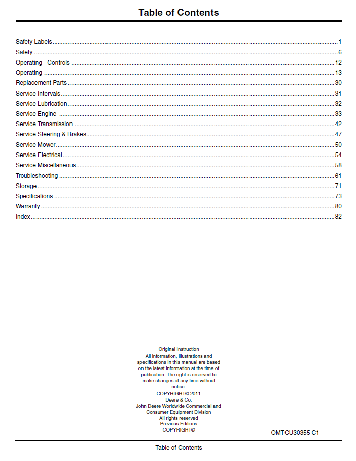 Official OMTCU30355 John Deere ZTrak Pro Series Operator's Manual PDF