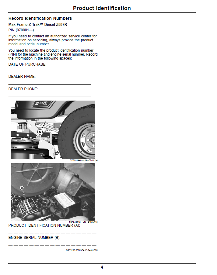 Official OMUC22394E John Deere Z997R Diesel ZTrak Manual Handbook