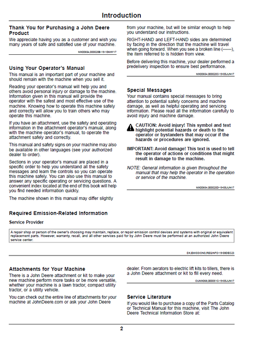 Official OMUC32807 Manual: John Deere Z900 Pro Series Gas ZTrak Mowers