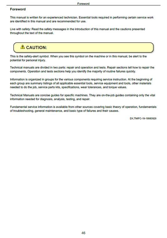 Official TM1980 John Deere 8120-8520 Tractor Diagnostic Guide