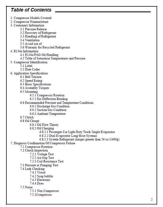 Sanden SD Compressor Repair & Service Guide Manual PDF