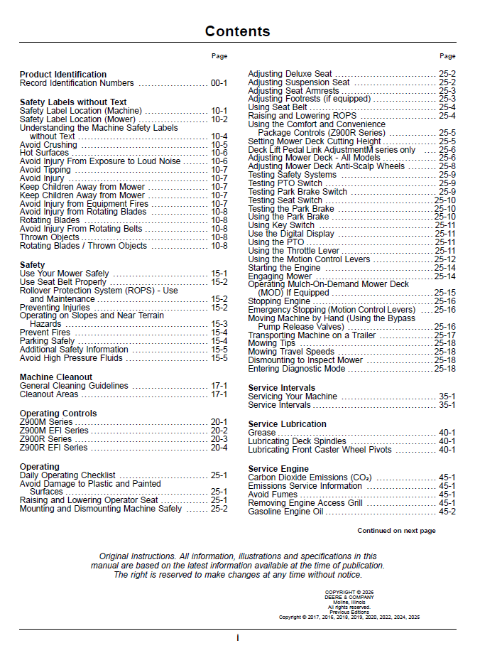 Service & Maintenance Manual OMUC46549 John Deere Z900M Z900R Mower Guide