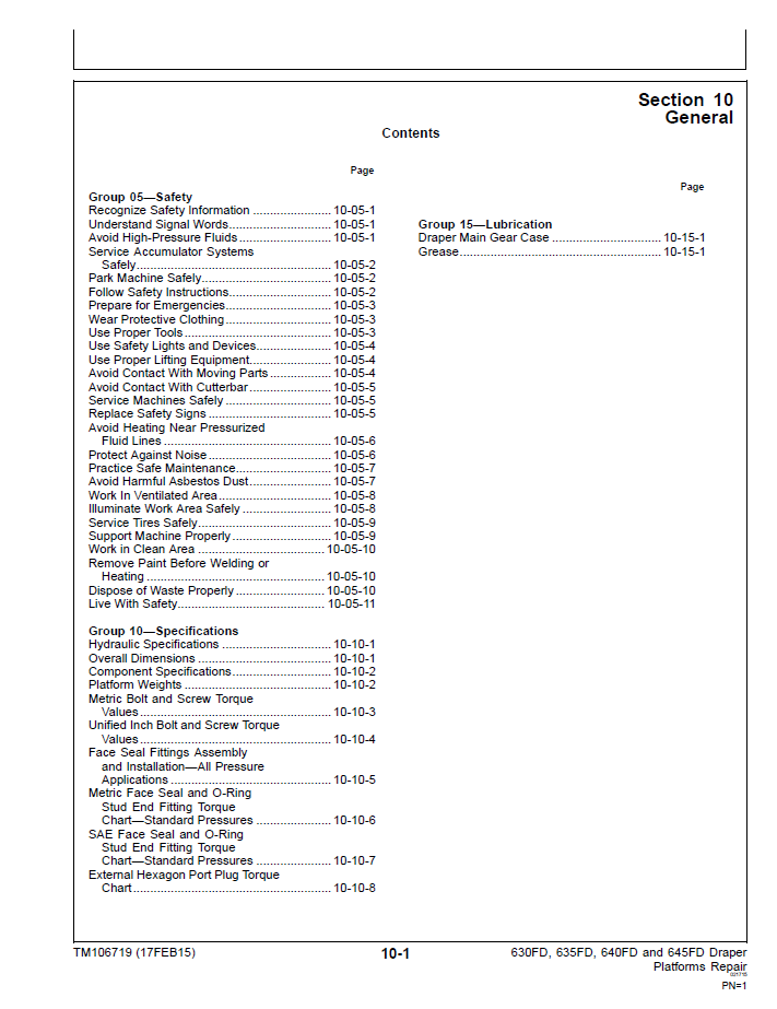 TM106719 John Deere 630FD 635FD 640FD 645FD Workshop Repair Manual