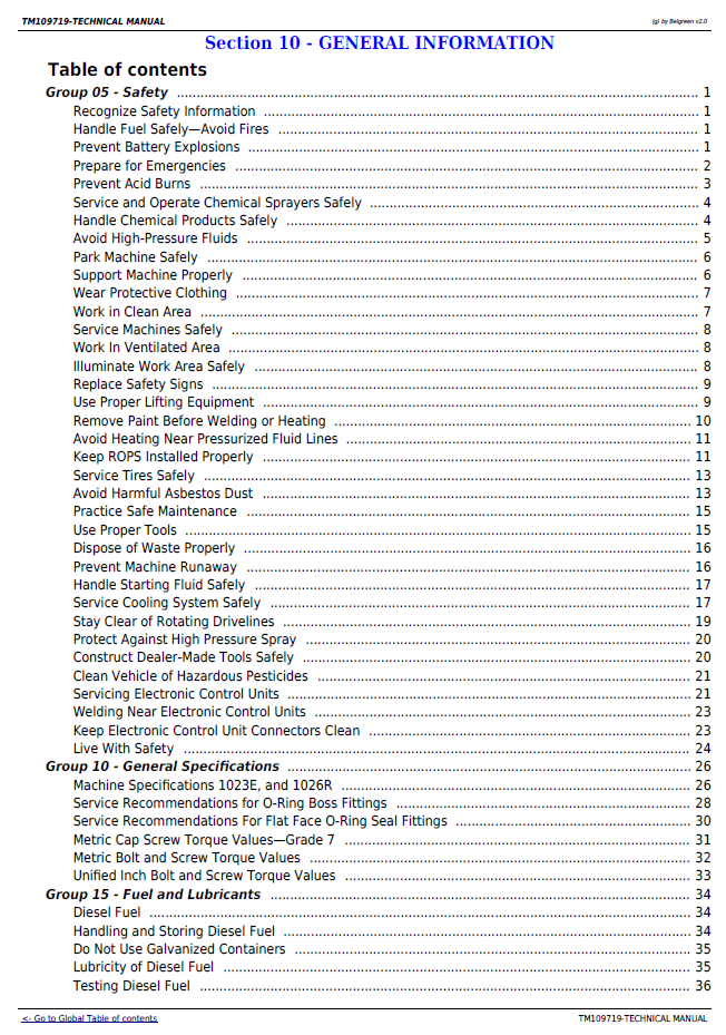 TM109719 John Deere 1023E-1026R Workshop & Maintenance Manual