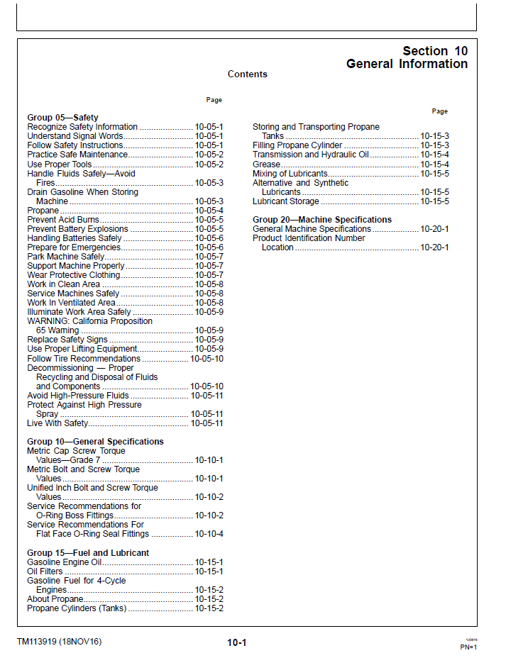 TM113919 John Deere Walk Behind Mower Workshop & Maintenance Manual
