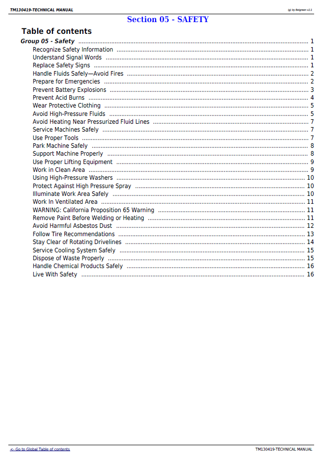 TM130419 John Deere TerrainCut Front Mower Technical Repair Manual