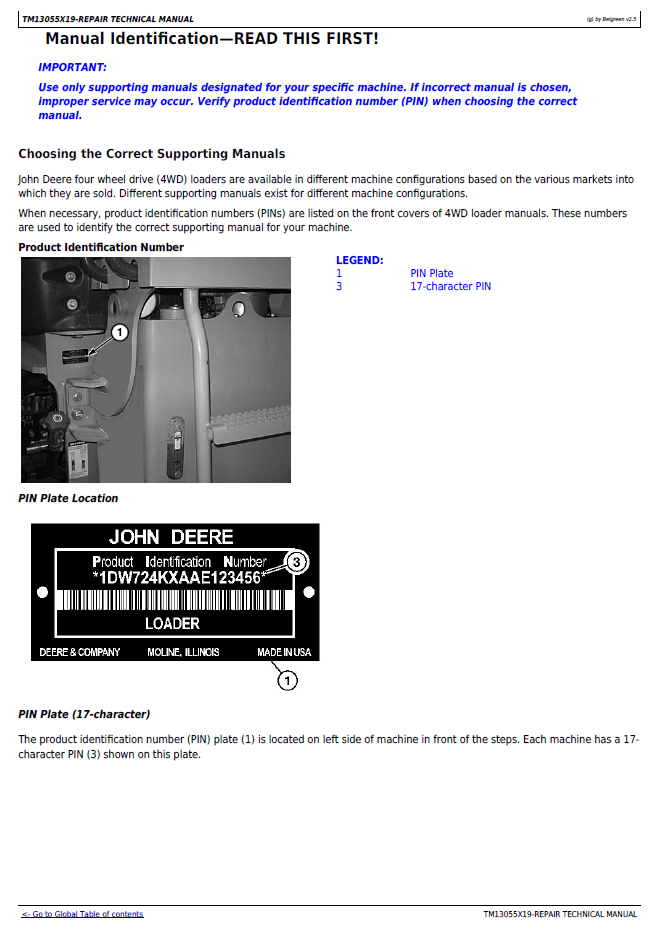TM13055X19 Complete John Deere 724K Loader Maintenance & Repair Manual