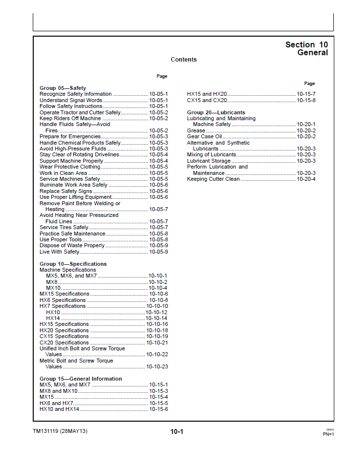 TM131119 John Deere Rotary Cutter Diagnostic & Maintenance Manual