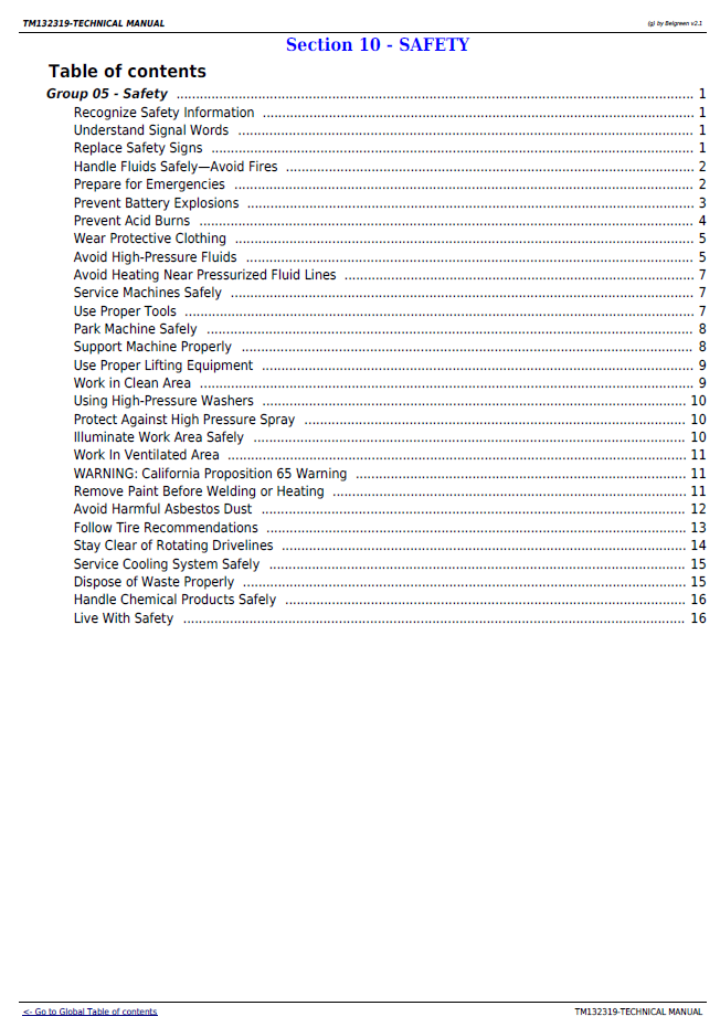 TM132319 John Deere QuikTrak Pro Mower Technical Repair Manual
