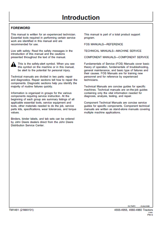 TM1461 John Deere Tractor Operation & Diagnostic Test Guide