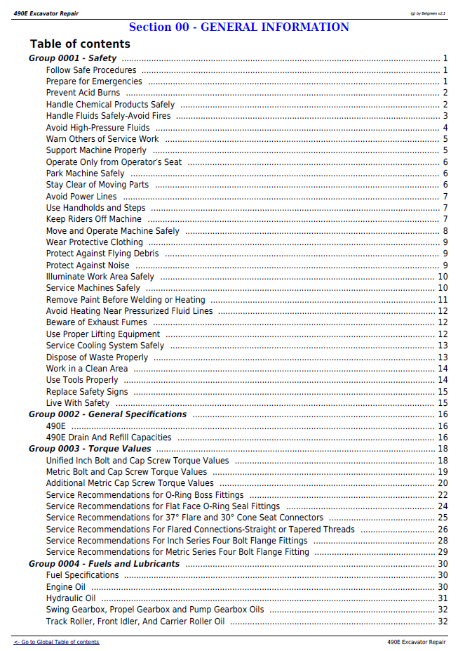 TM1505 Deere 490E Hydraulic Excavator Technical Repair Manual Guide