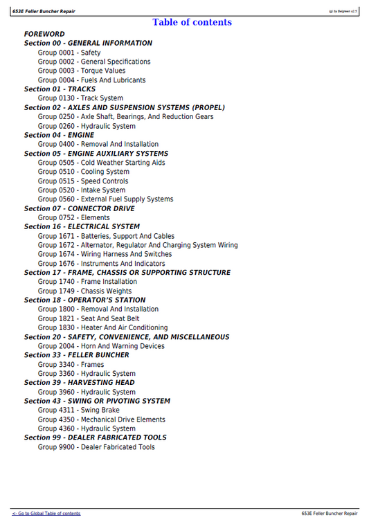 TM1579 John Deere 653E Feller Buncher Technical Service Manual PDF