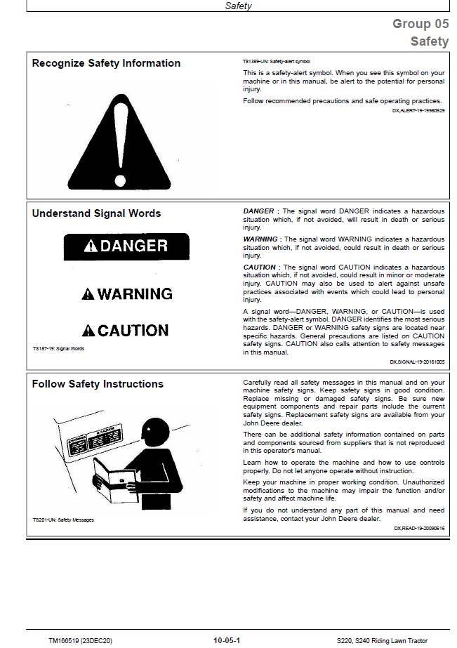 TM166519 John Deere S Series Lawn Tractor Factory Technical Manual PDF