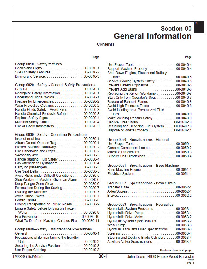 TM2328 John Deere 1490D Harvester Diagnostic and Technical Guide