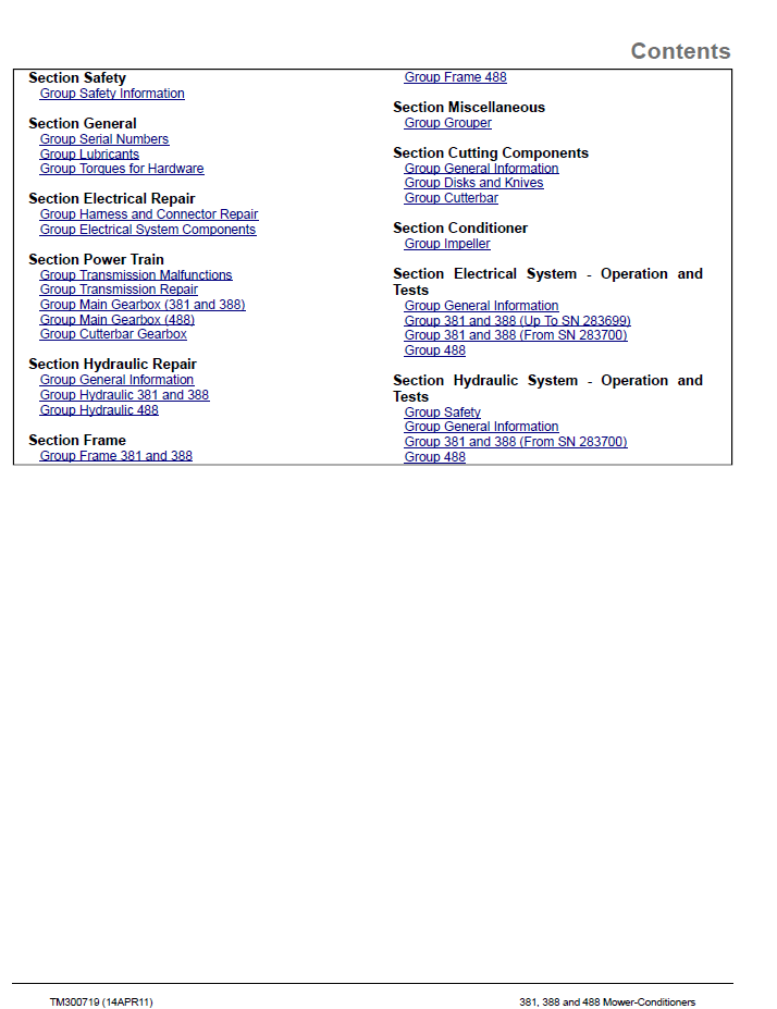 TM300719 John Deere Mower-Conditioner Factory Repair Manual PDF