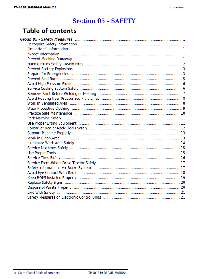 TM401819 John Deere R Series Tractor Factory Technical Manual PDF