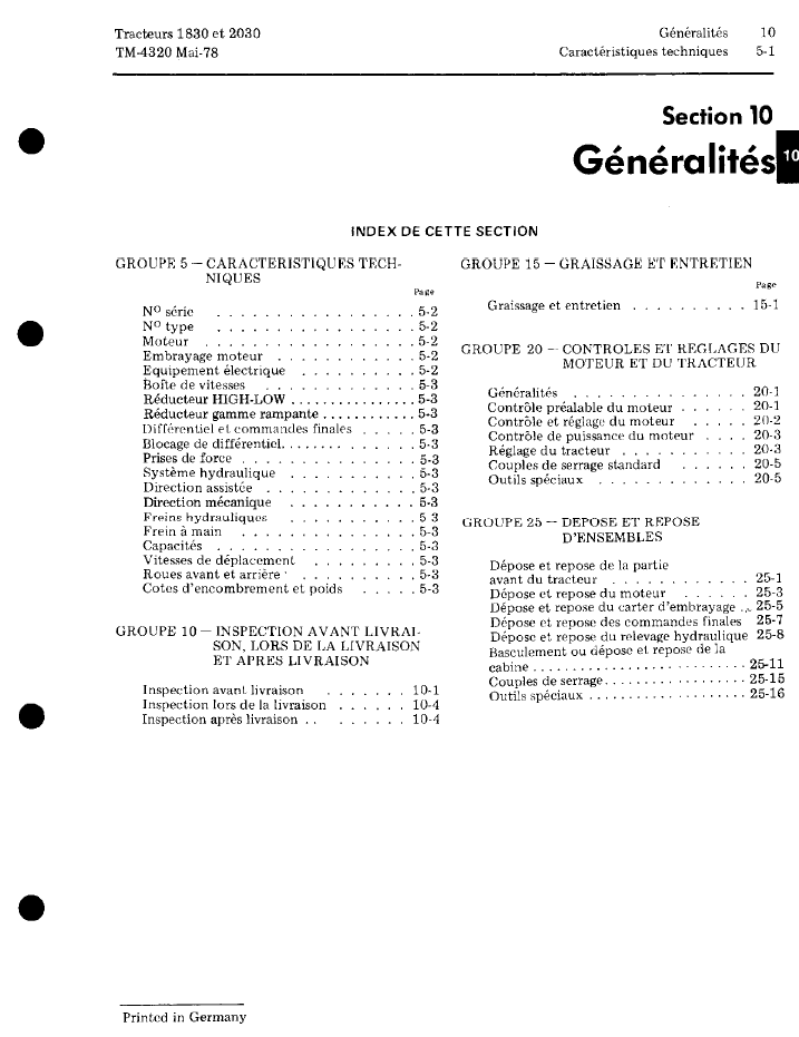 TM4320 John Deere 1830 2030 Tractor Repair and Overhaul Guide