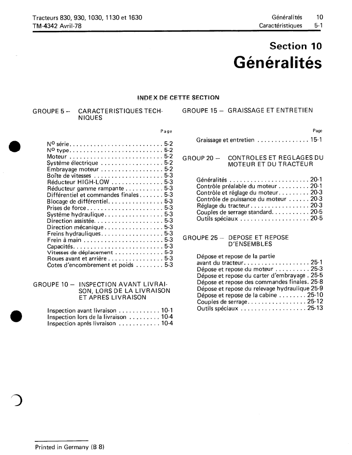 TM4342 John Deere Tractor 830 930 1030 1130 1630 Repair & Overhaul Guide