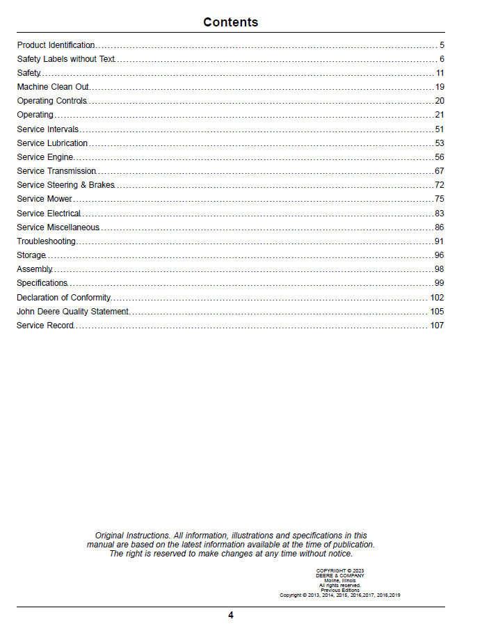 Z997R ZTrak Max-Frame Diesel Mower Manual OMUC22368 Operation & Maintenance Guide