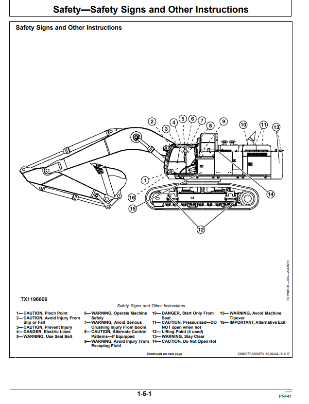 JOHN DEERE 870GLC EXCAVATOR OPERATOR MANUAL OMT364687X19