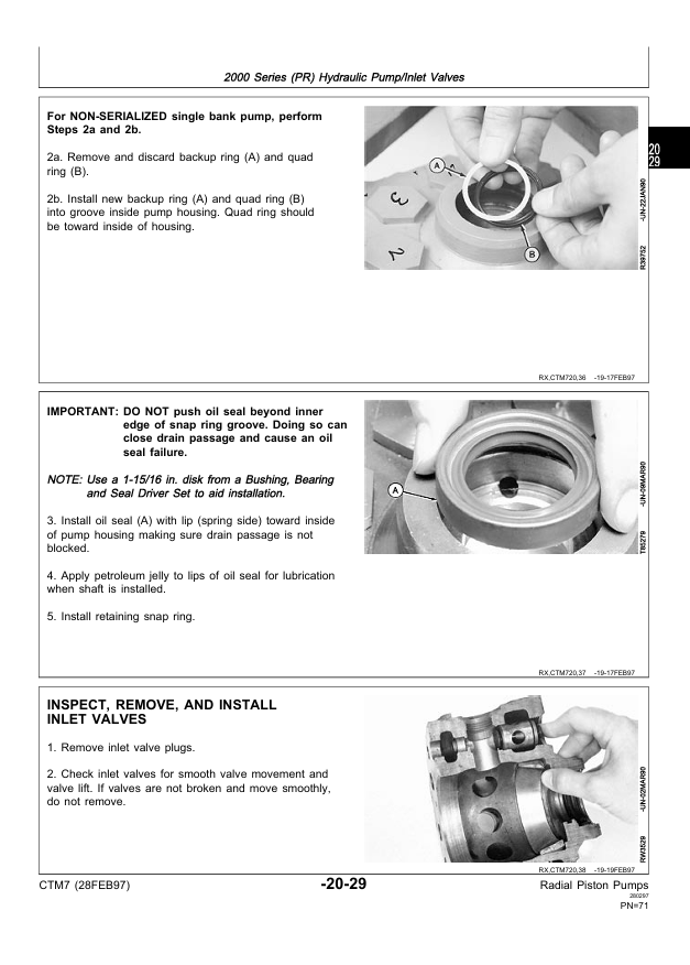 JOHN DEERE RADIAL PISTON PUMP TECHNICAL MANUAL CTM7