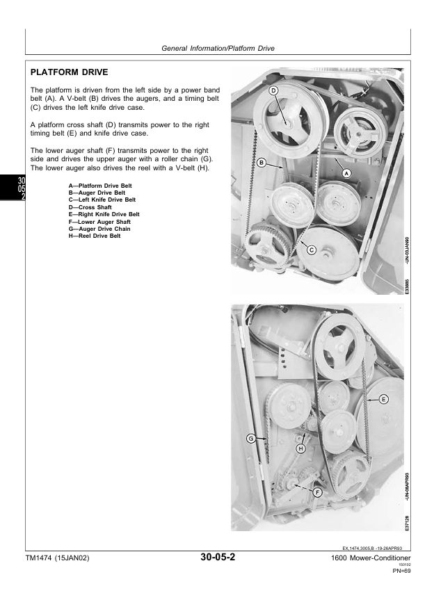 JOHN DEERE 1600 MOWER-CONDITIONER TECHNICAL MANUAL TM1474
