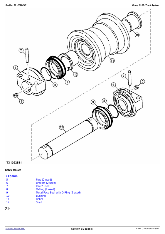 JOHN DEERE 470GLC EXCAVATOR WITH 6UZ1XZSA-01 ENGINE REPAIR TECHNICAL MANUAL TM12180