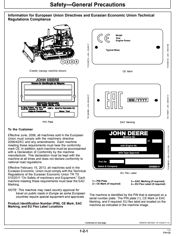 JOHN DEERE 700J-II CRAWLER DOZER OPERATOR MANUAL OMT392867X19