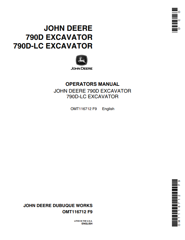 JOHN DEERE 790D, 790D-LC EXCAVATOR OPERATOR MANUAL OMT116712