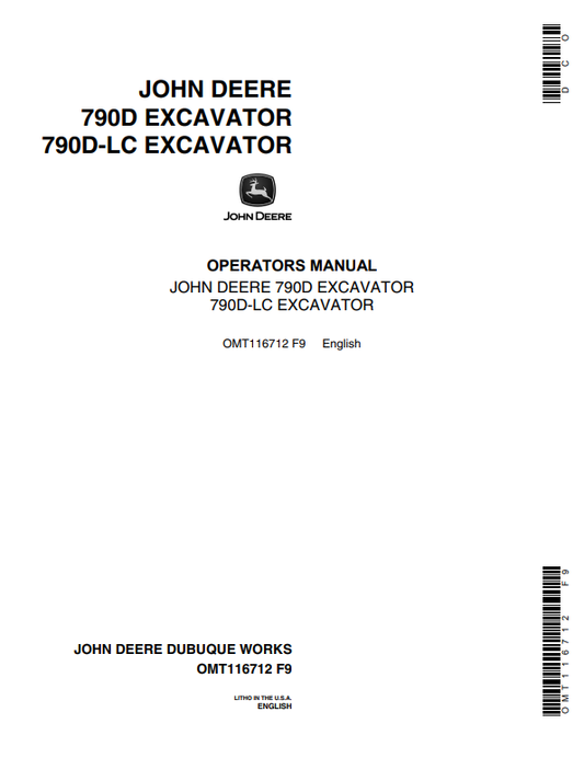 JOHN DEERE 790D, 790D-LC EXCAVATOR OPERATOR MANUAL OMT116712