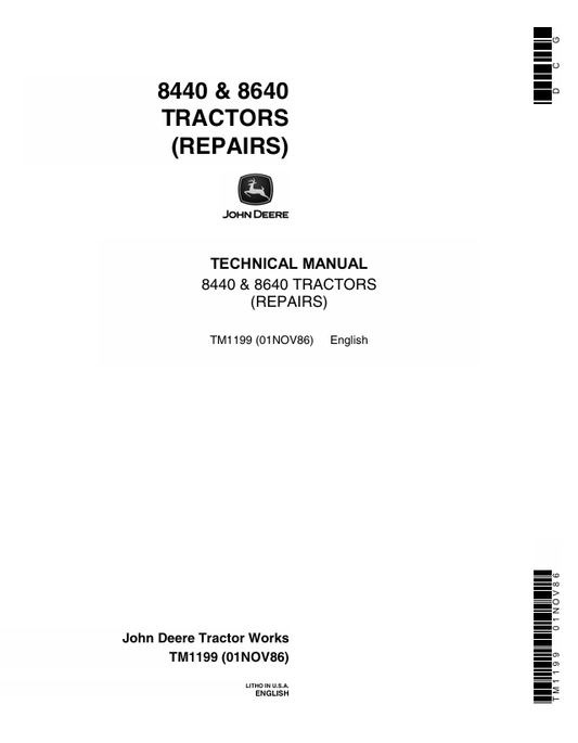 JOHN DEERE 8440 AND 8640 4WD ARTICULATED TRACTOR TECHNICAL MANUAL TM1199