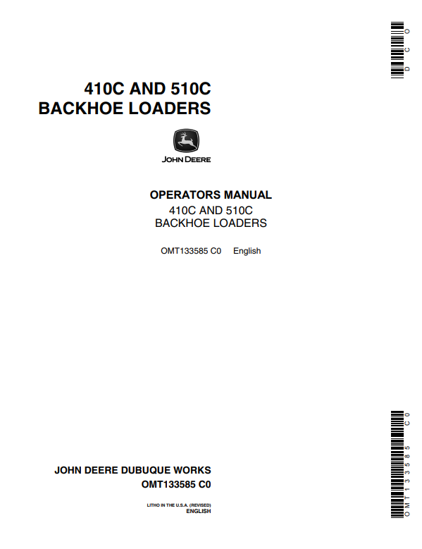 JOHN DEERE 410C AND 510C BACKHOE LOADER OPERATOR MANUAL OMT133585