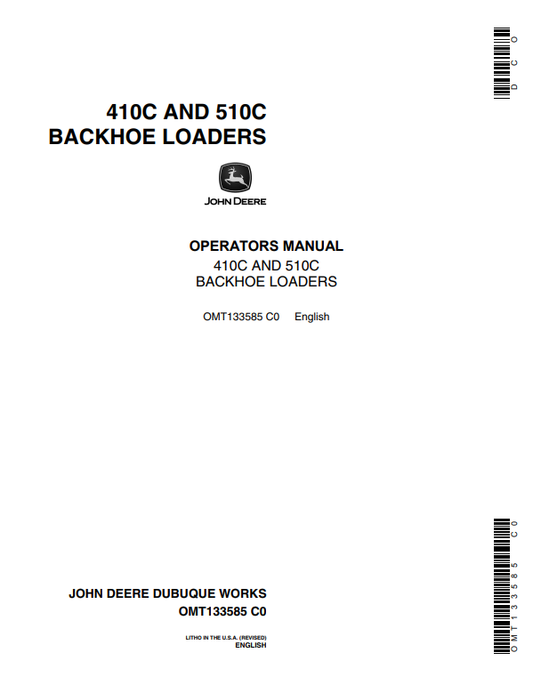 JOHN DEERE 410C AND 510C BACKHOE LOADER OPERATOR MANUAL OMT133585