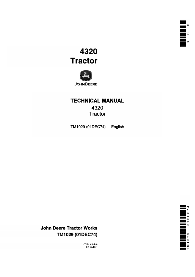 JOHN DEERE 4320 TRACTOR TECHNICAL MANUAL TM1029