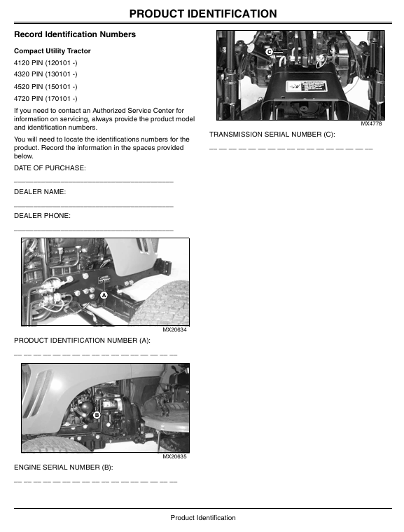 JOHN DEERE 4120, 4320, 4520, 4720 COMPACT UTILITY TRACTOR OPERATOR MANUAL OMLVU17927