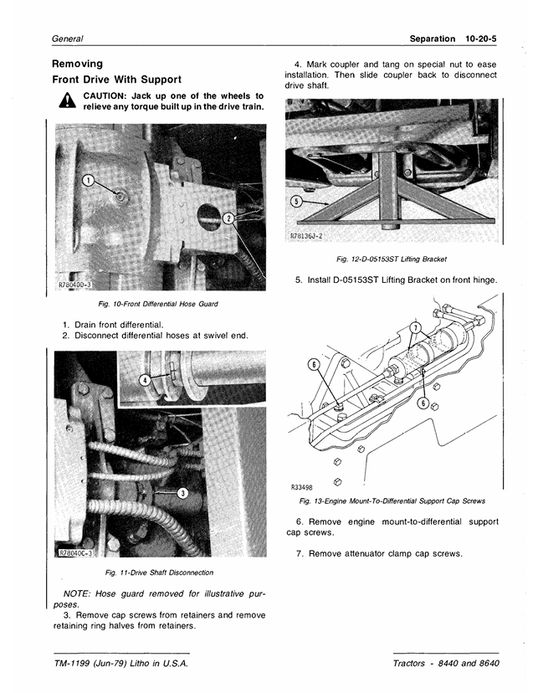 JOHN DEERE 8440 AND 8640 4WD ARTICULATED TRACTOR TECHNICAL MANUAL TM1199
