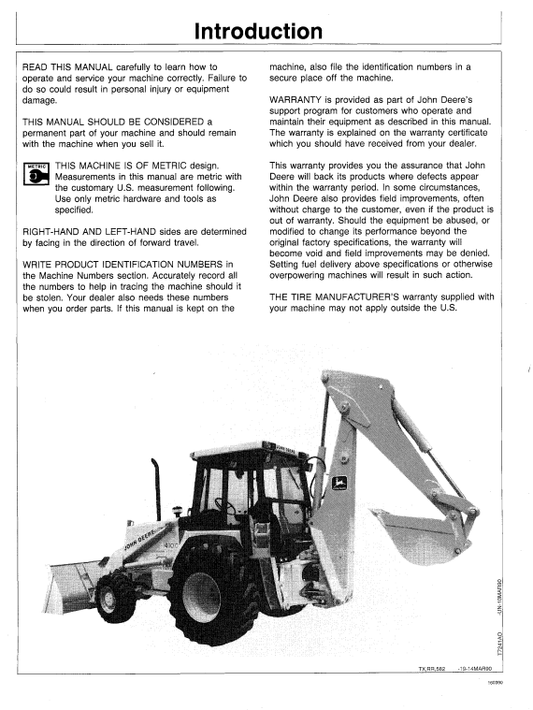JOHN DEERE 410C AND 510C BACKHOE LOADER OPERATOR MANUAL OMT133585