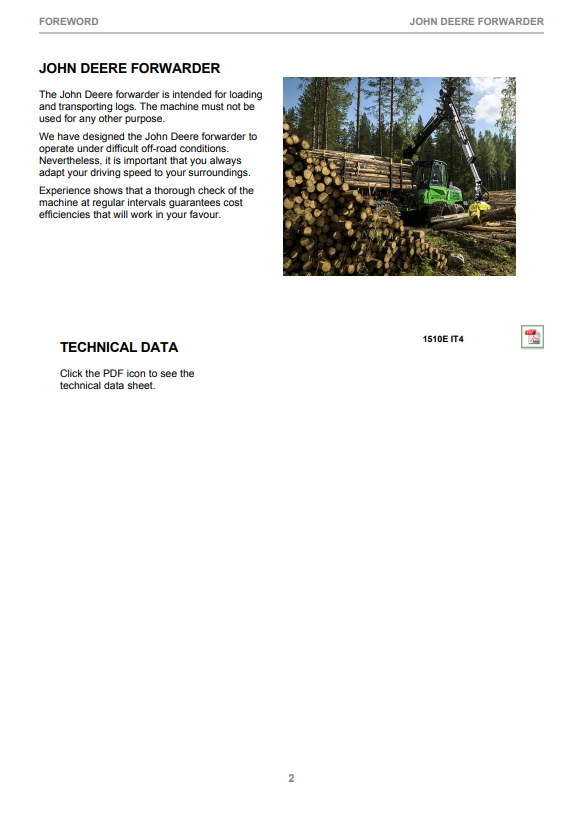 JOHN DEERE 1510E FIXED CABIN / T3 (IT4 PLATFORM) OPERATOR MANUAL F684189