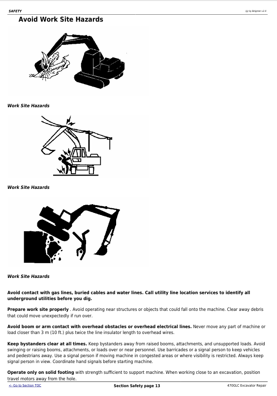JOHN DEERE 470GLC EXCAVATOR REPAIR TECHNICAL MANUAL TM13174X19
